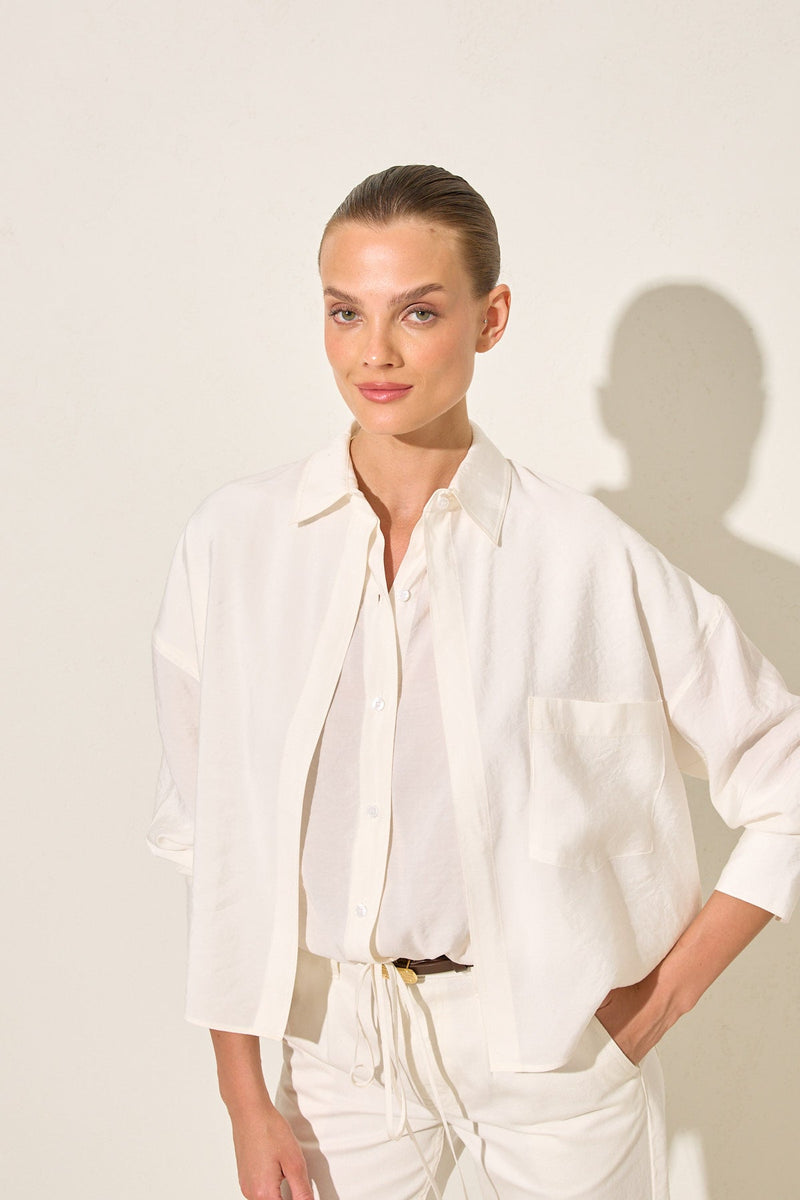 Setre Double Breasted Solid Shirt Ecru