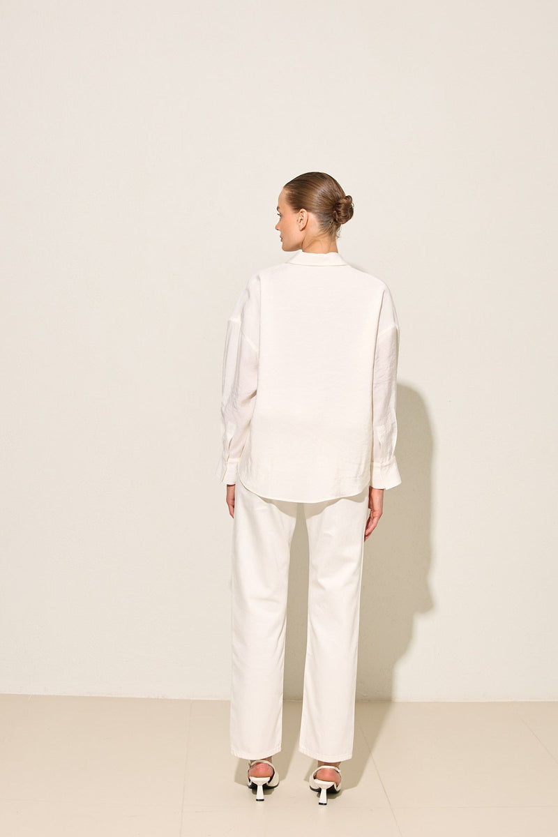 Setre Double Breasted Solid Shirt Ecru