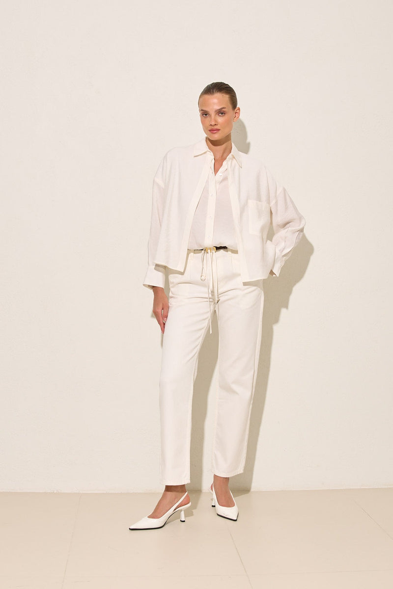 Setre Double Breasted Solid Shirt Ecru