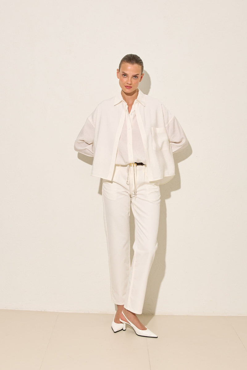 Setre Double Breasted Solid Shirt Ecru