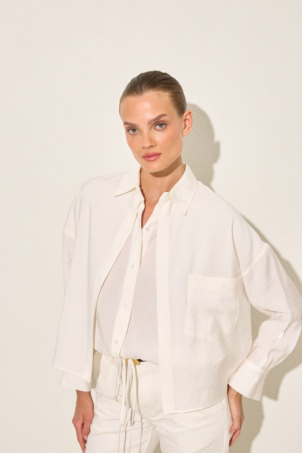 Setre Double Breasted Solid Shirt Ecru