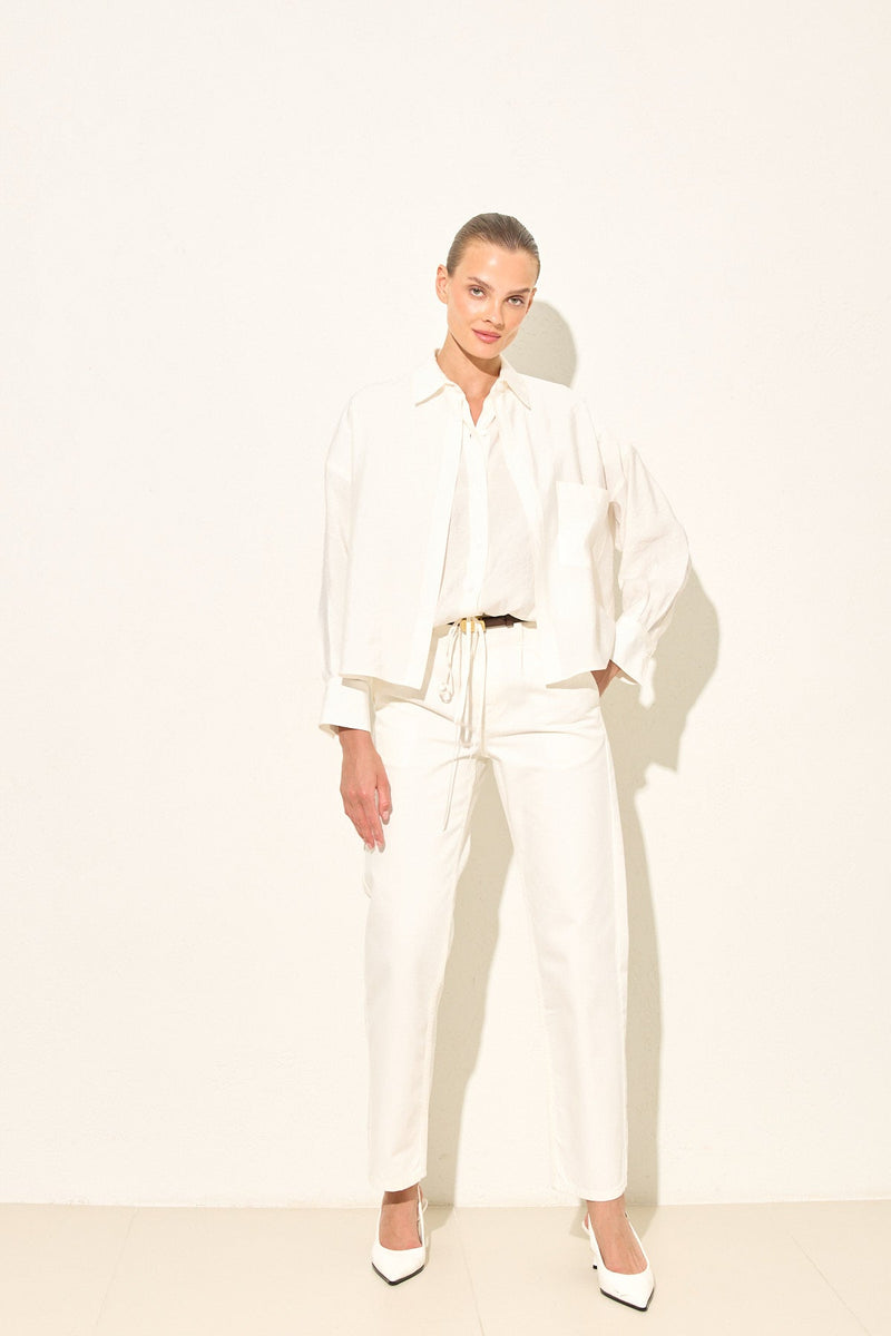 Setre Double Breasted Solid Shirt Ecru