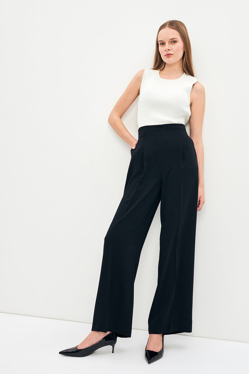 Setre High Waist Wide Leg Trousers Black