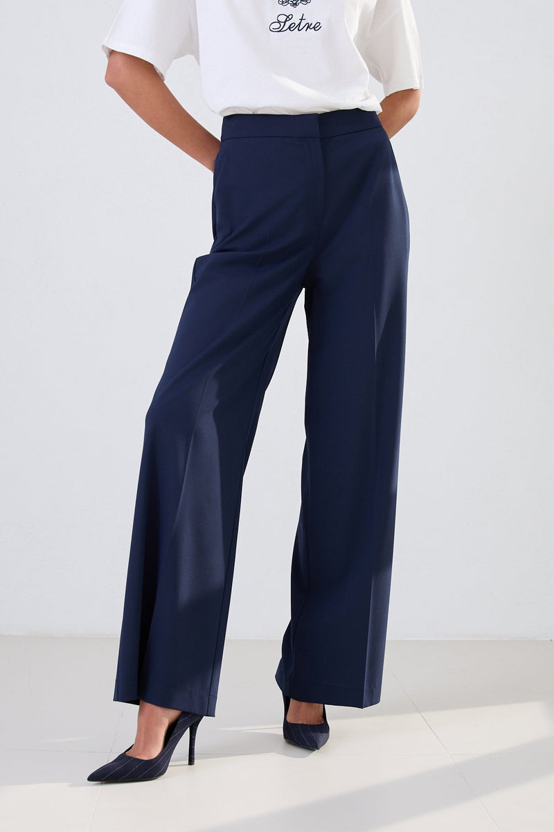 Setre High Waist Formal Trousers Navy