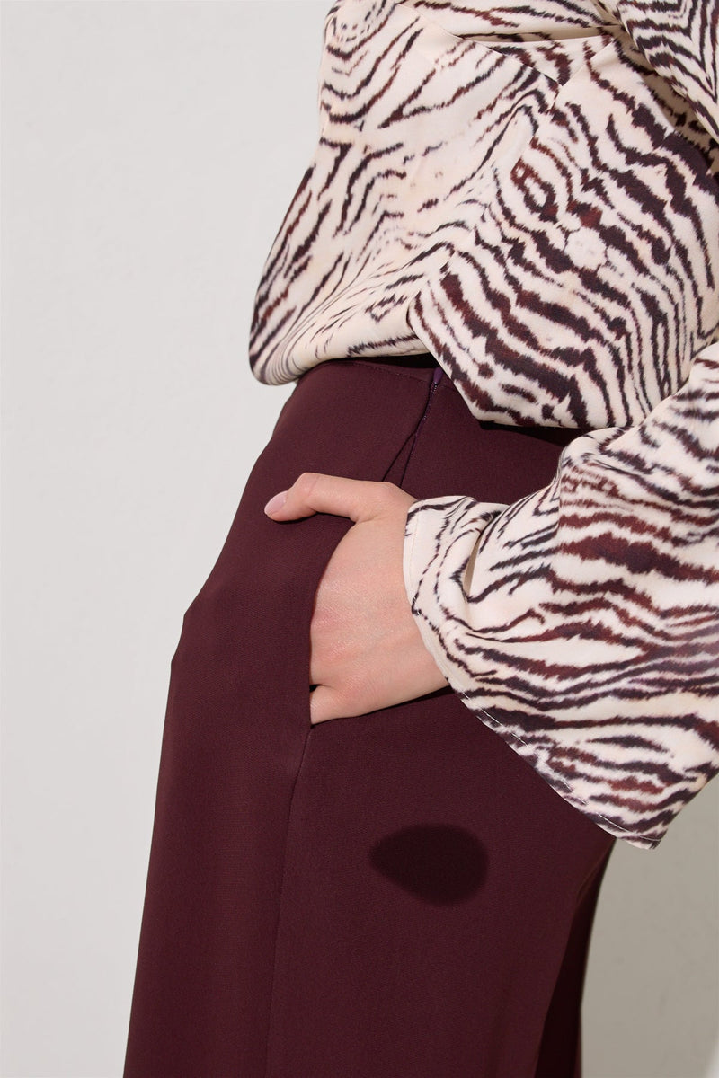 Setre Relaxed Cut Wide Leg Trousers Burgundy