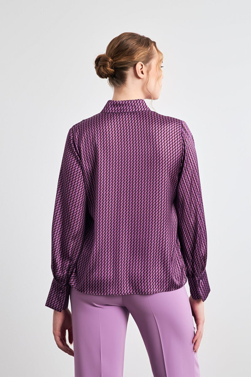 Setre Patterned Blouse With Detailed Collar  Fuchsia