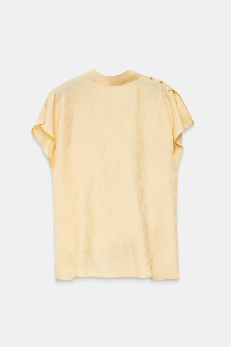 Setre High Neck Short Sleeve Blouse Light Yellow