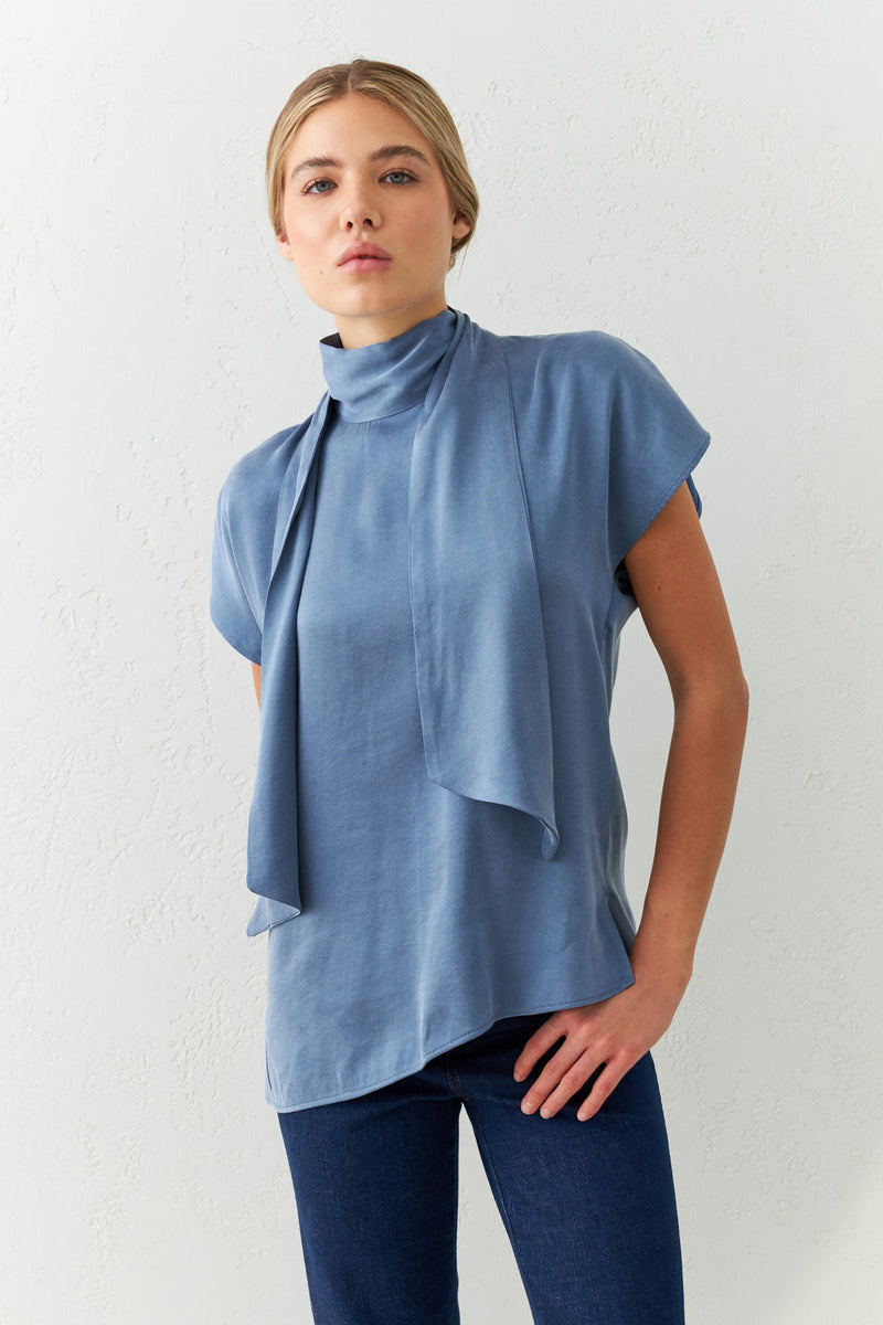 Setre Collar Lace Detailed Blouse Blue