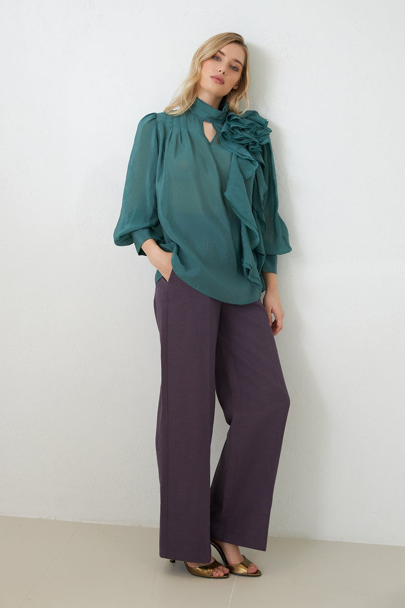 Setre Ruffle Detail Blouse Green