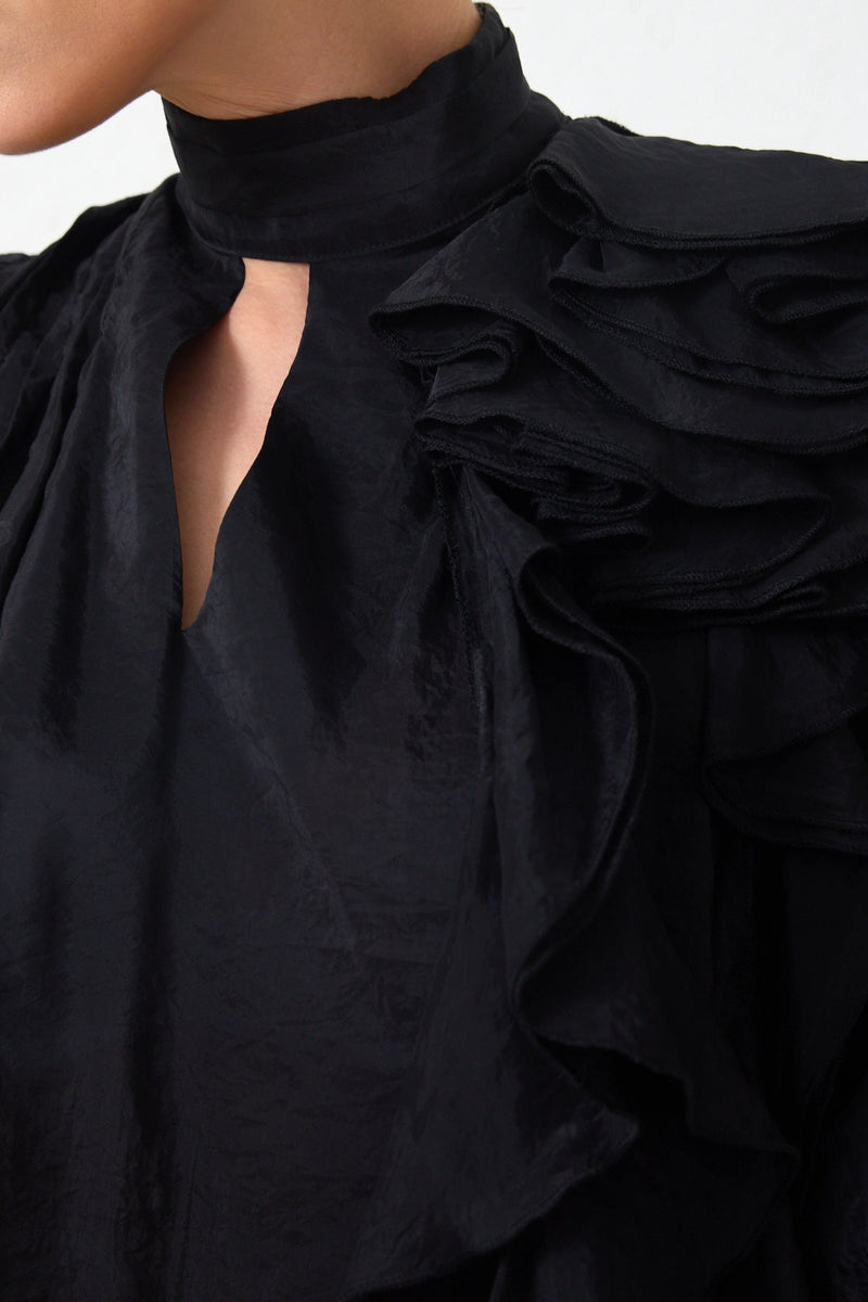 Setre Ruffle Detail Blouse Black