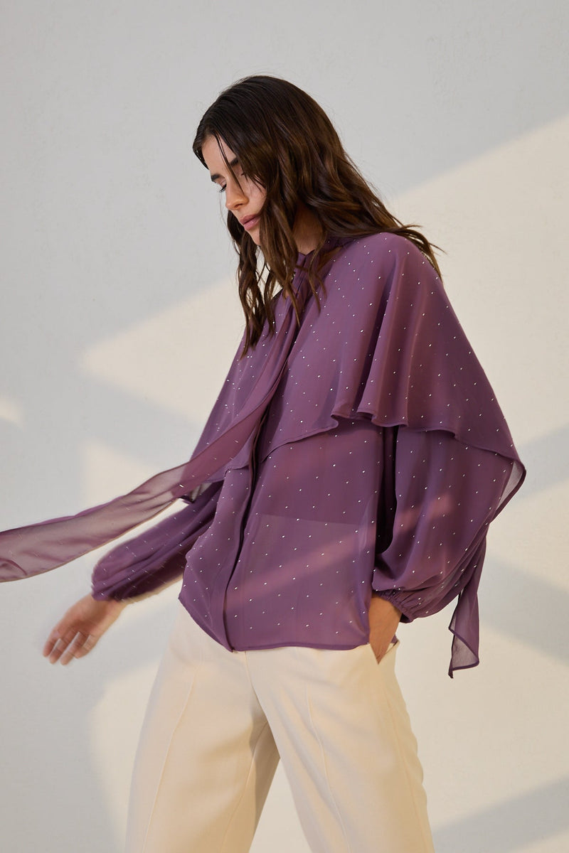 Setre Cape Blouse With Embellished Detail Purple