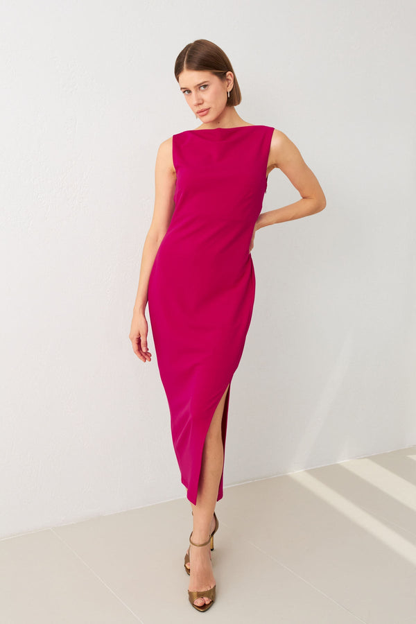 Setre Sleeveless Midi Dress Fuchsia