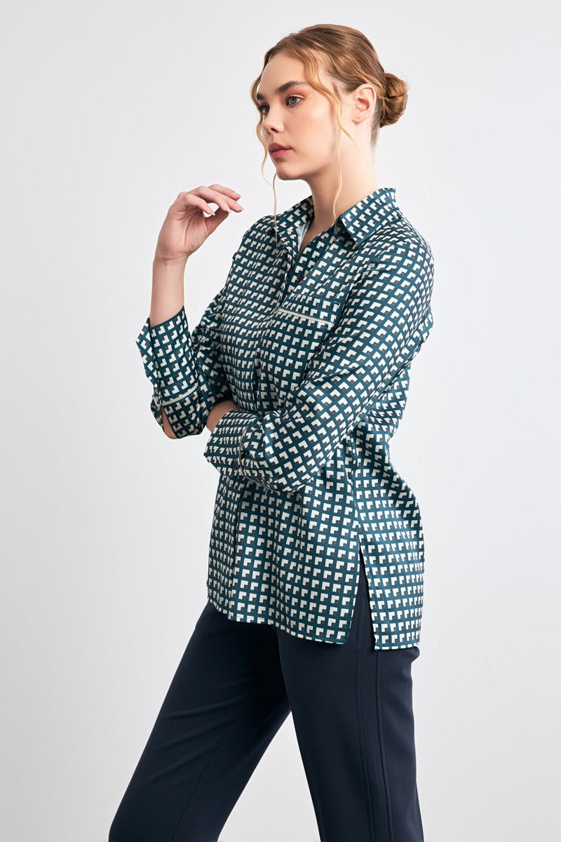 Setre Geometric Pattern Shirt Light Green