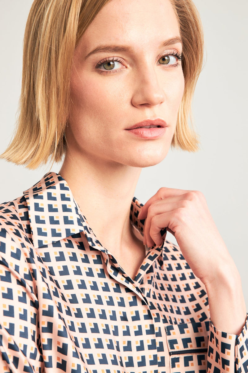 Setre Geometric Pattern Shirt Navy/Beige