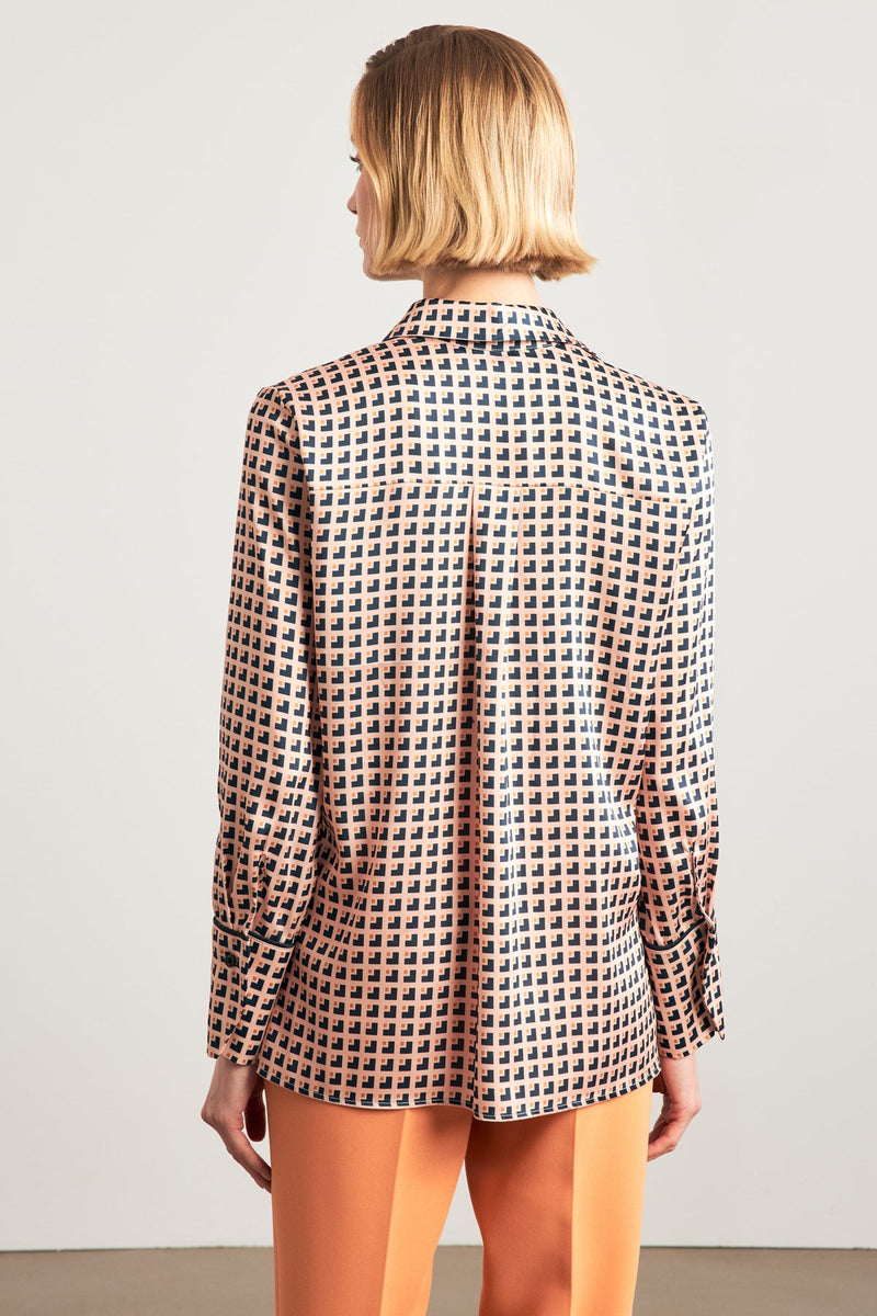 Setre Geometric Pattern Shirt Navy/Beige