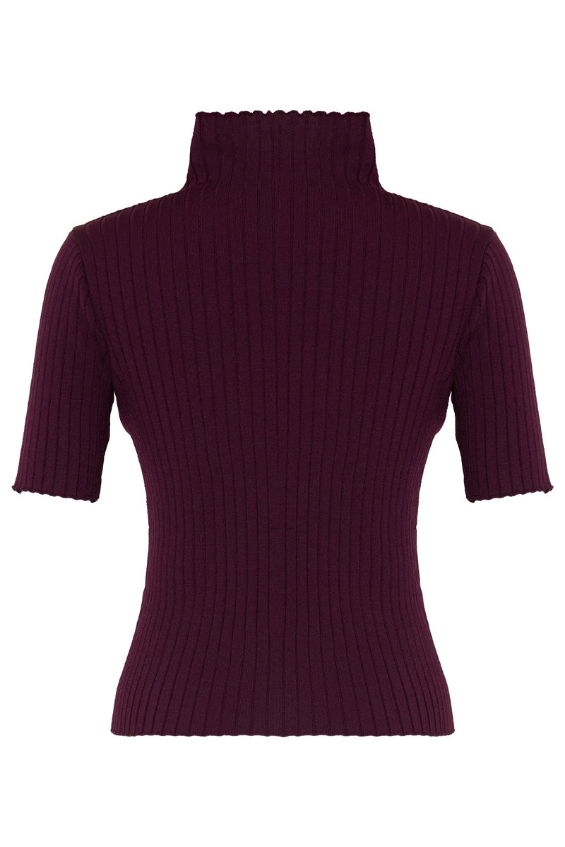 Setre Turtleneck Short Sleeves Blouse Burgundy