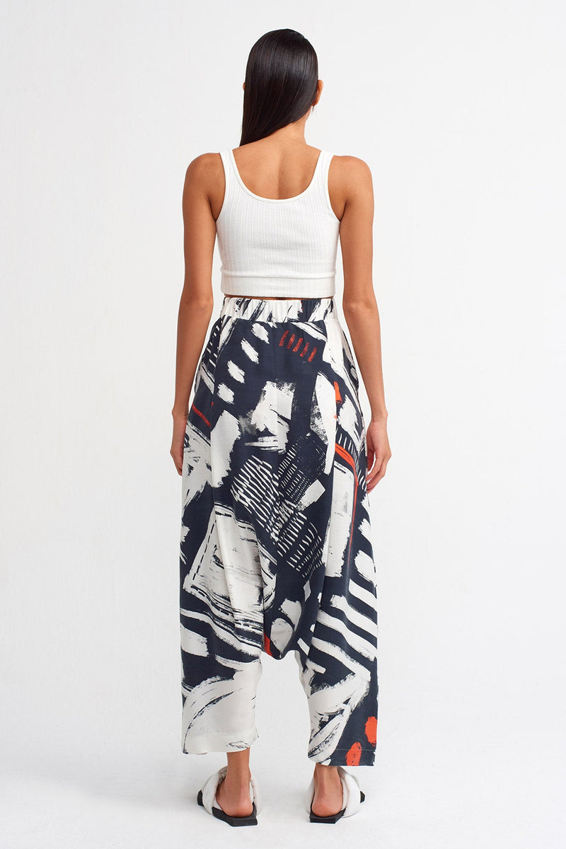 NU Printed Harem Trouser Black/Off White