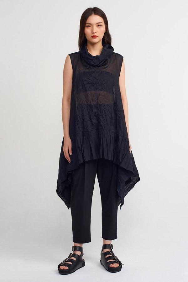 NU Solid High Neck Blouse Black