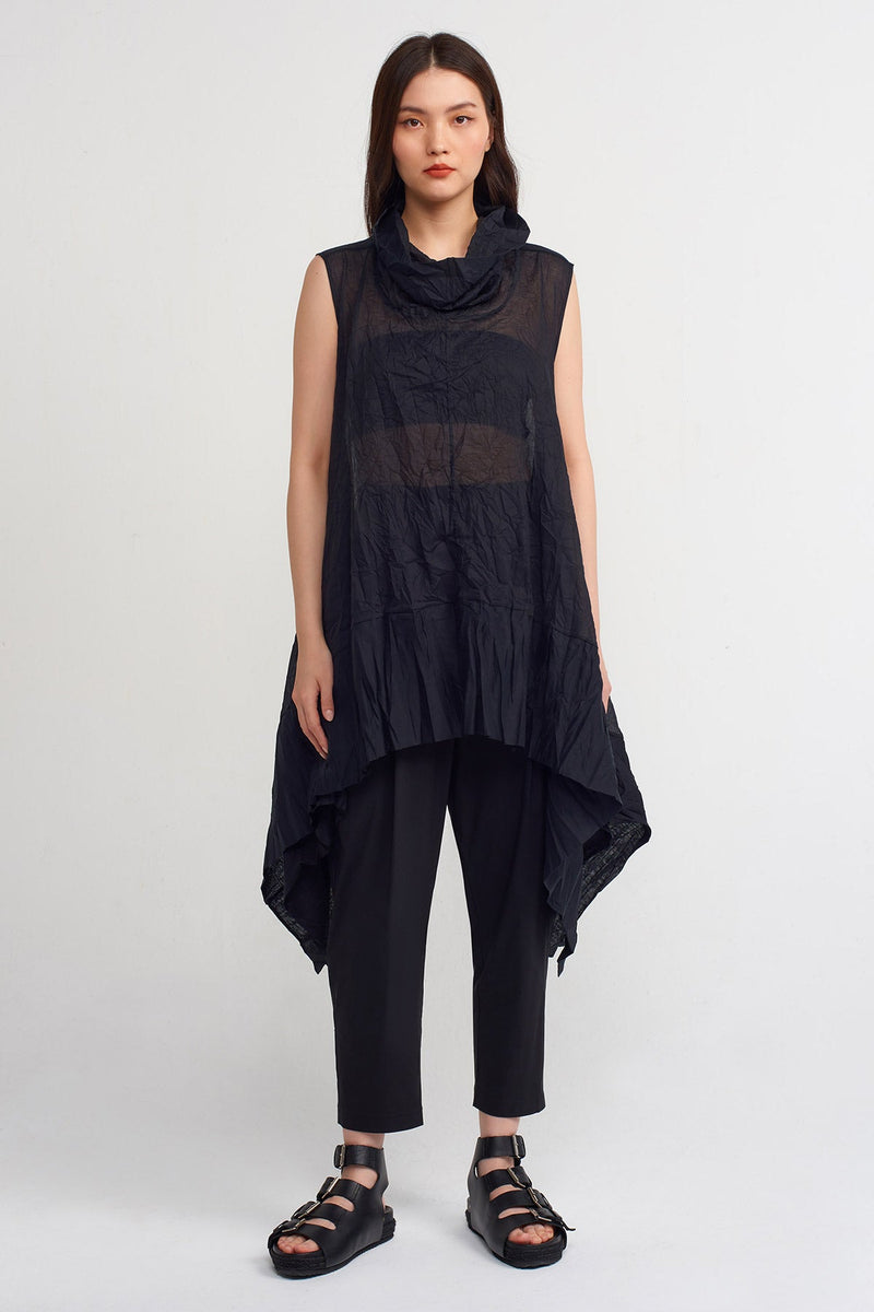 NU Solid High Neck Blouse Black