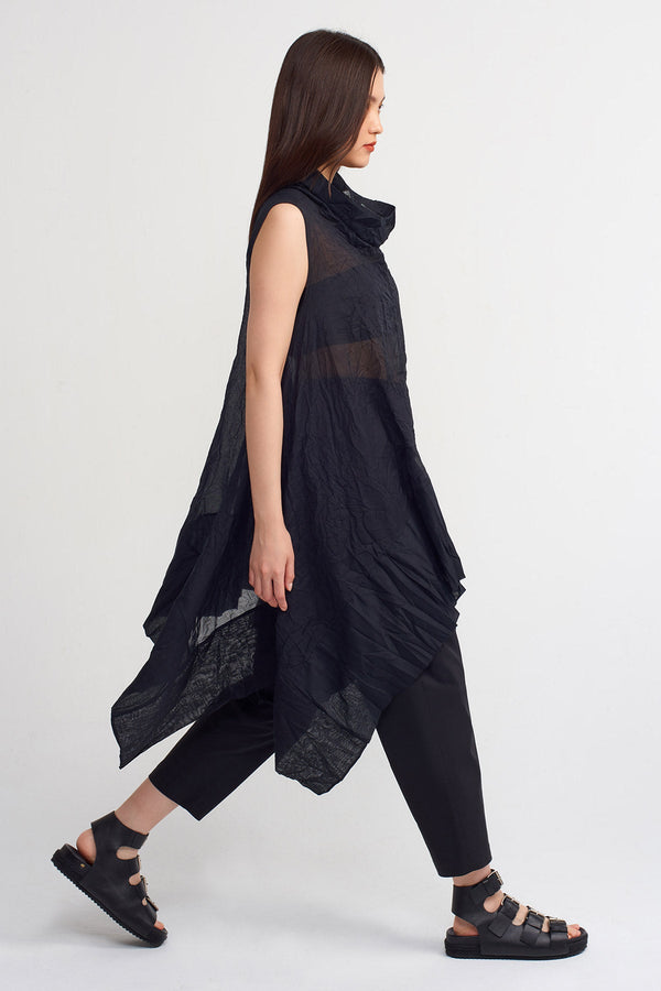 NU Solid High Neck Blouse Black