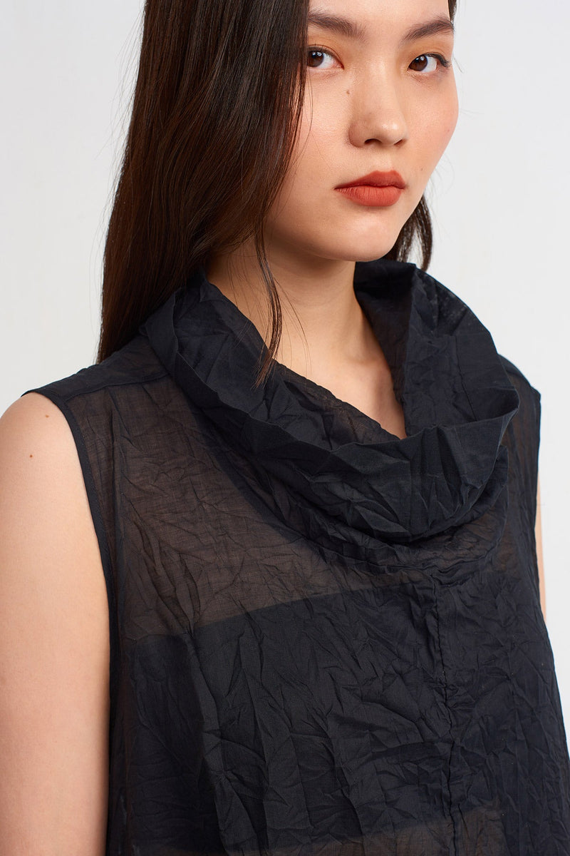 NU Solid High Neck Blouse Black