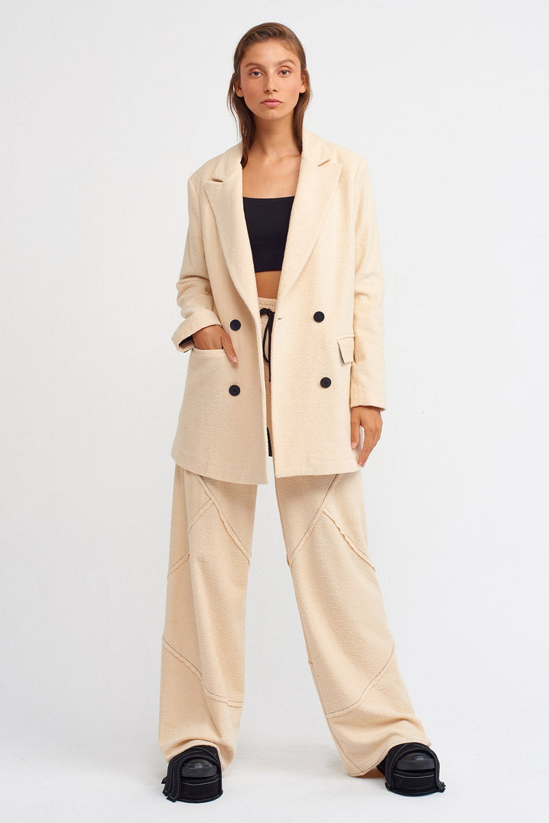 NU Textured Solid Jacket Blazer Natural