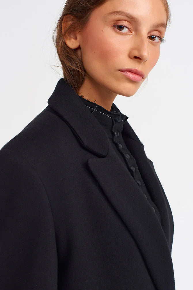 NU Textured Solid Jacket Blazer Black