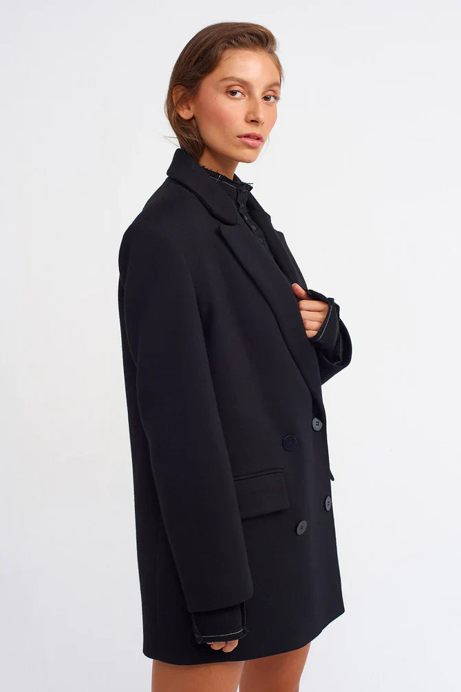 NU Textured Solid Jacket Blazer Black
