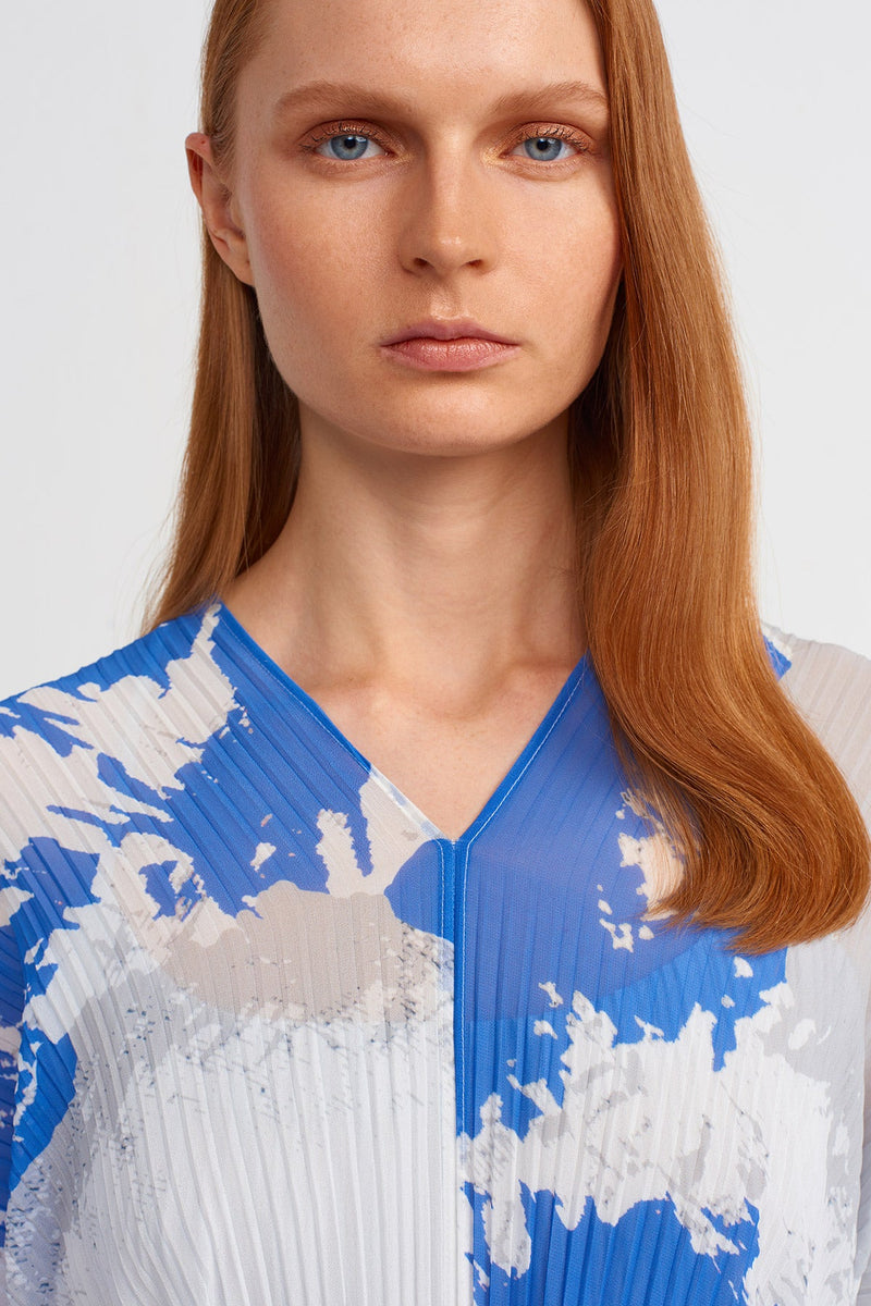 NU Waist-Tied Cape Blouse Multi Color