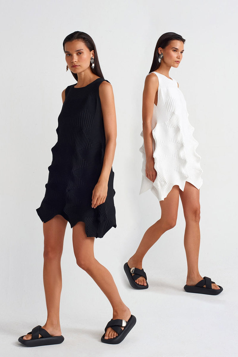 NU Origami Knitwear Short Dress Black