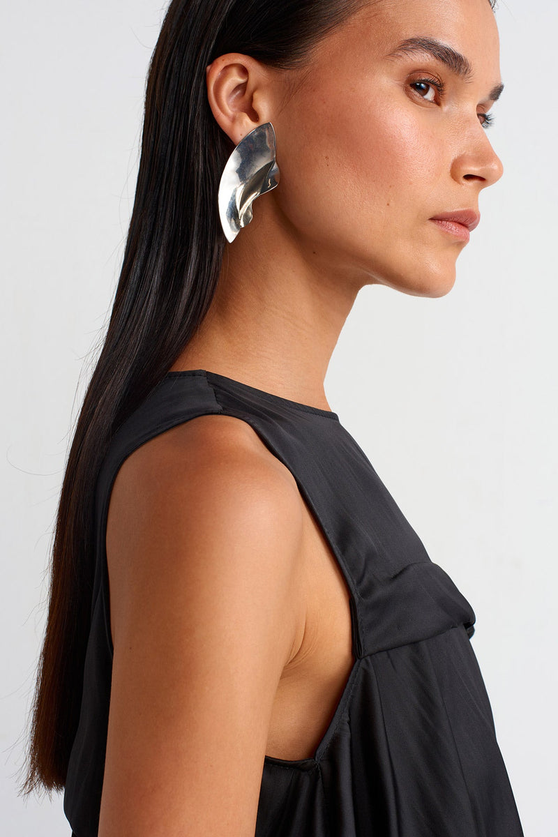 Nu Pleated Satin Blouse Black