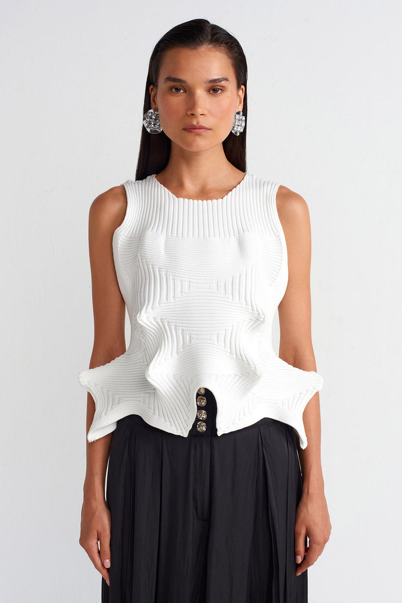 NU Origami Knitted Blouse Off White