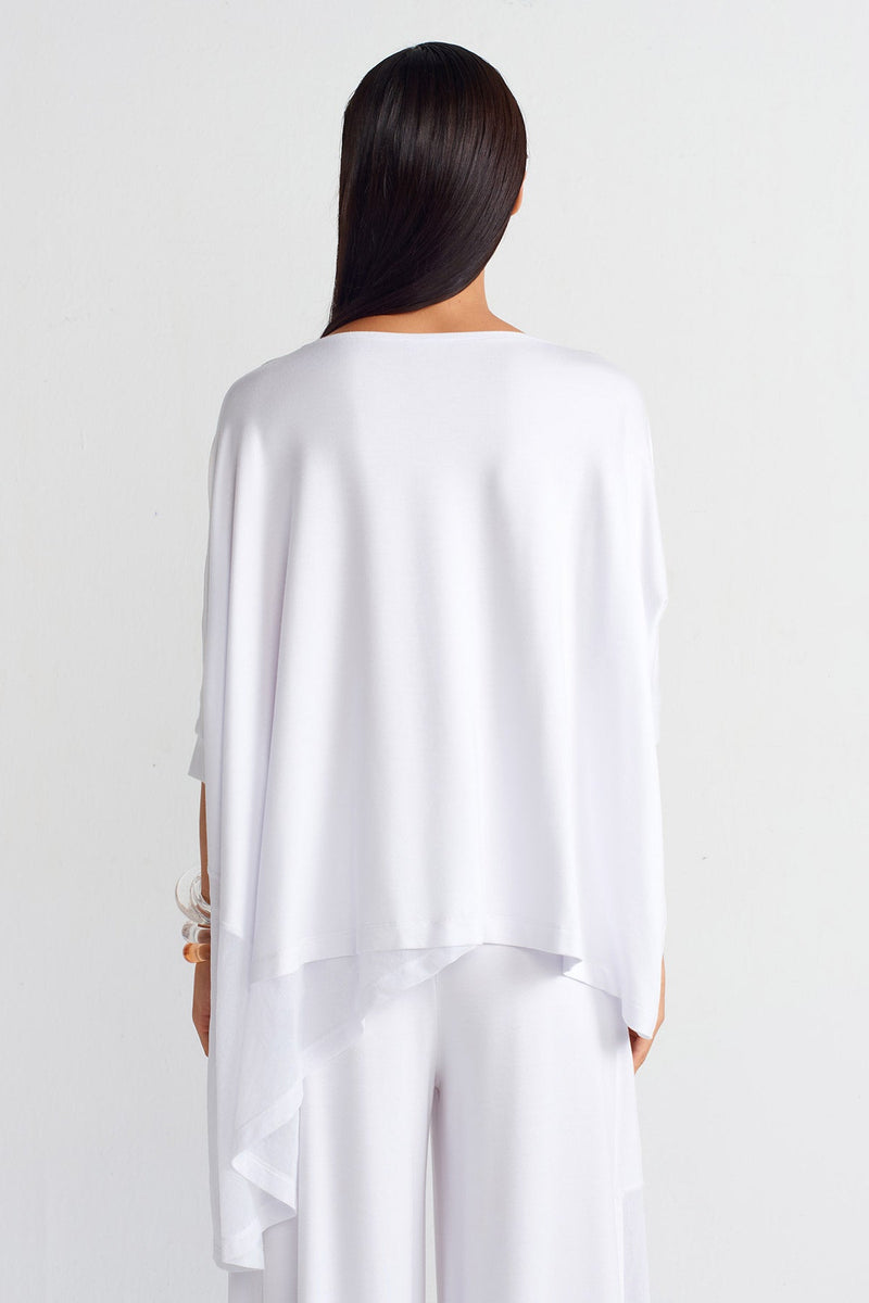 NU Mesh Detail Pocket Blouse Off White