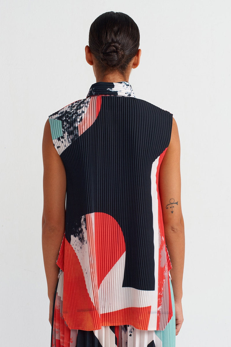 NU Patterned Pleated Shirt Multi Color