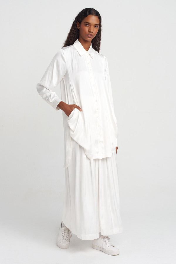 NU Pocket Satin Shirt Off White