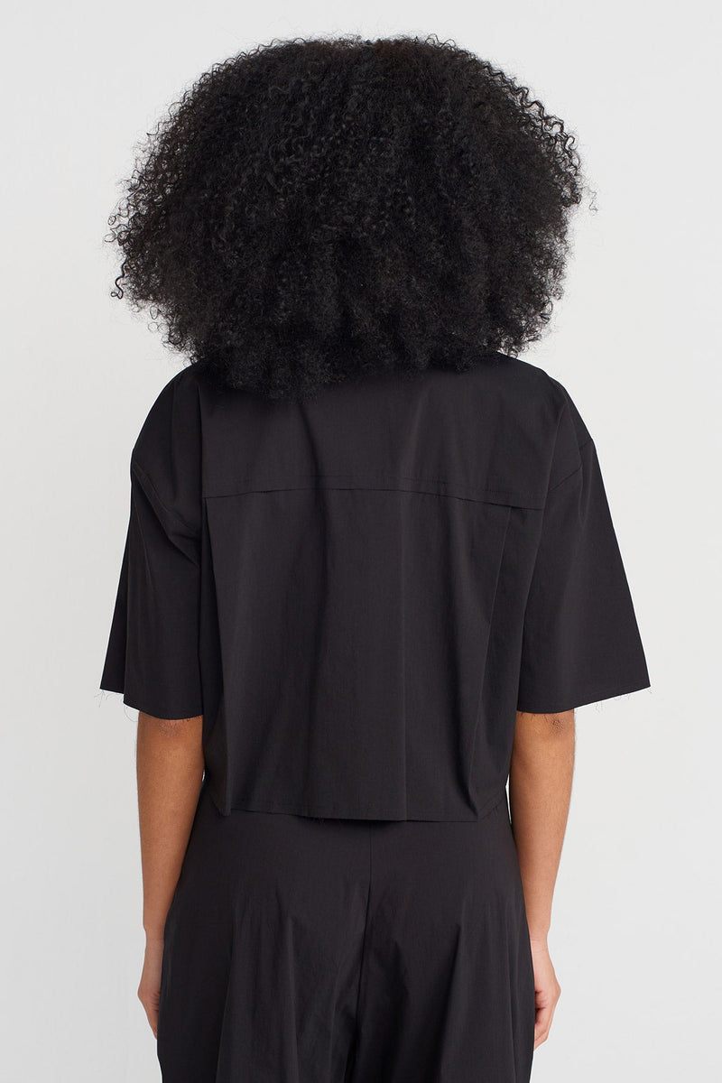 NU Cropped Poplin Shirt Black
