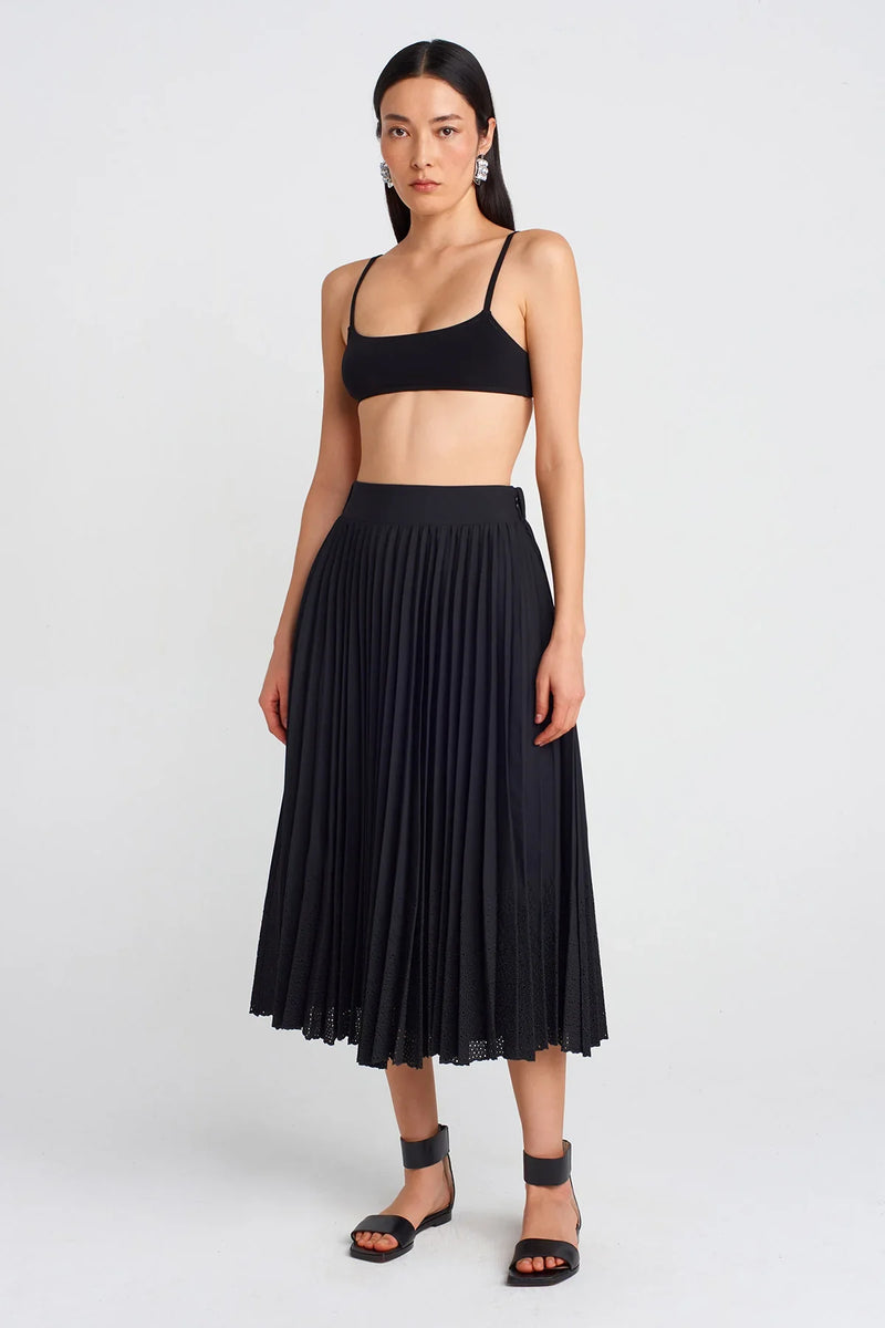 NU Pleated Lace Skirt Black
