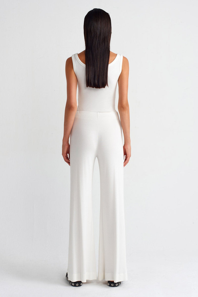 NU Ribbed Trousers Off White