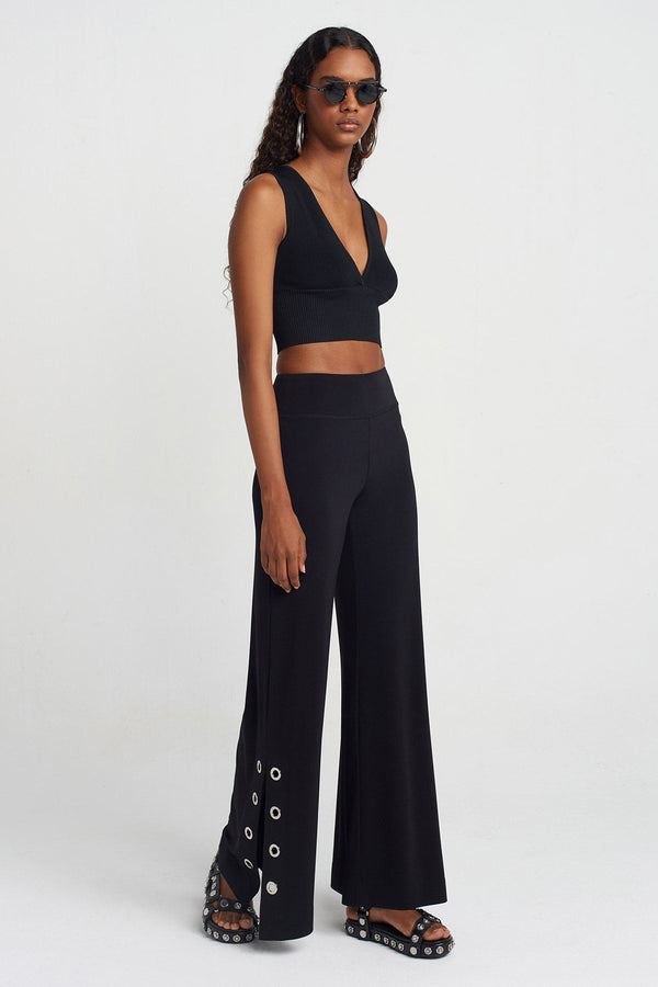 NU Eyelet Jersey Pants Black