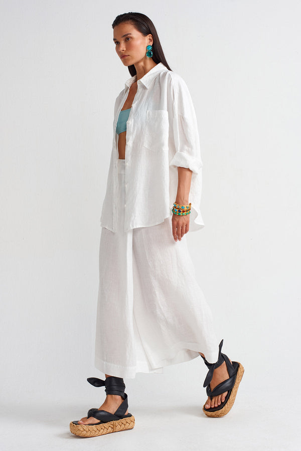 Nu Trousers With Front Overlap Off White