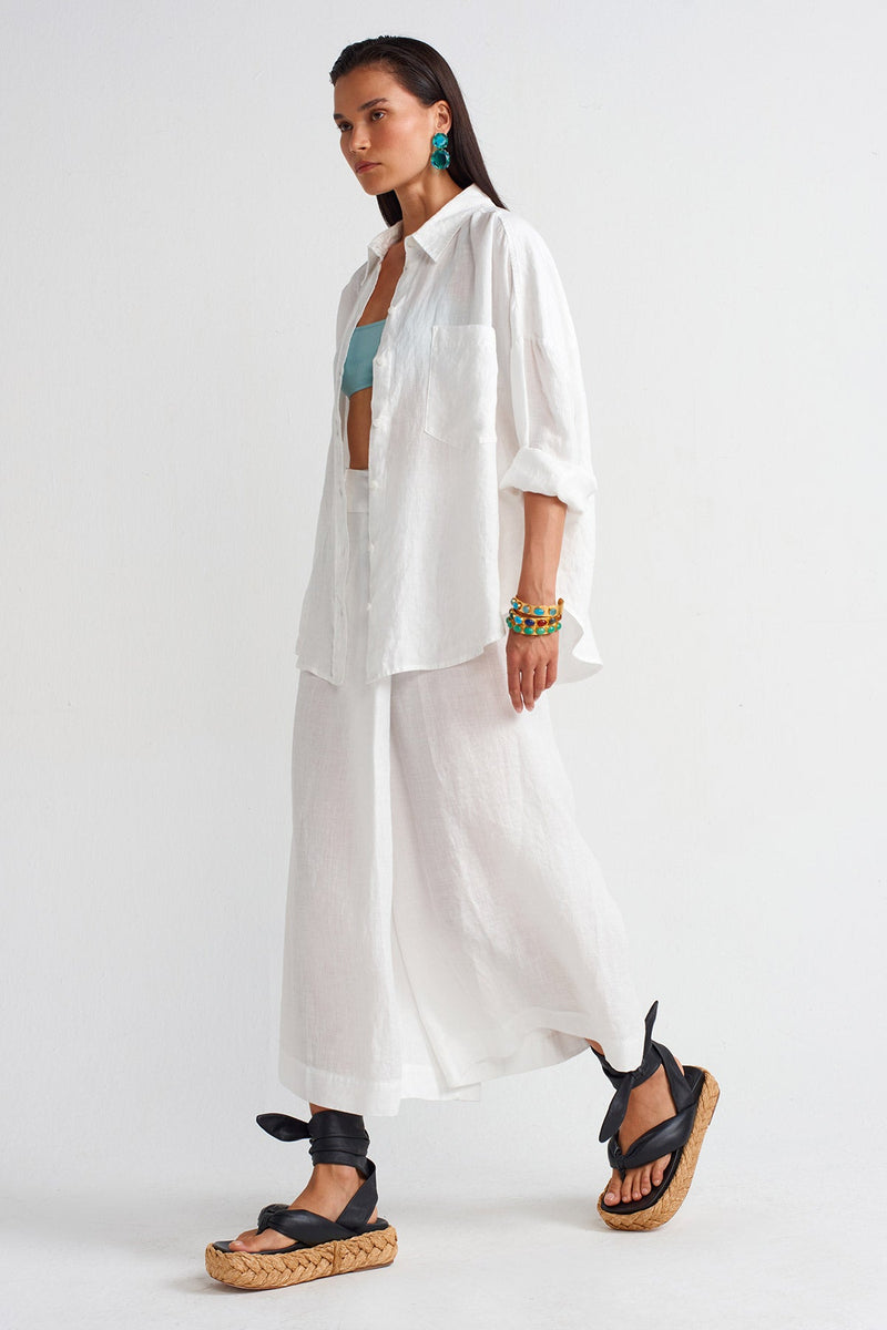Nu Trousers With Front Overlap Off White