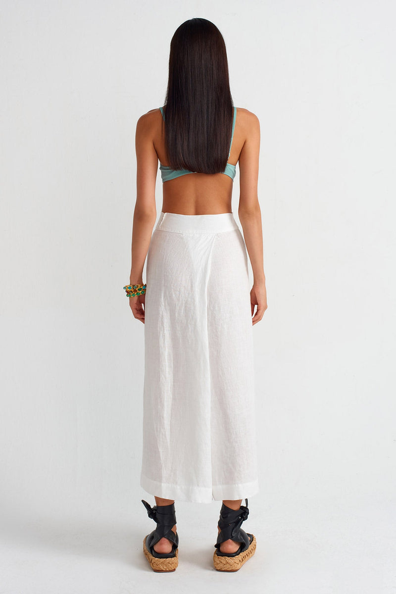 Nu Trousers With Front Overlap Off White
