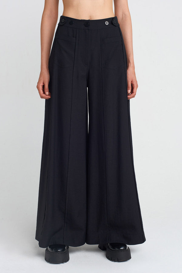NU Front Pocket Wide-Leg Pants Black