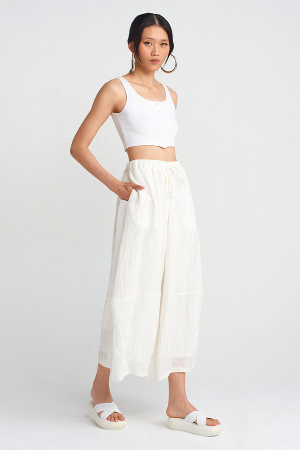 NU Linen Midi Pants Off White