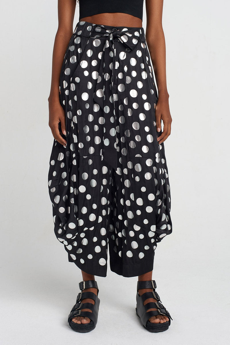 NU Printed Satin Pants Black - Silver