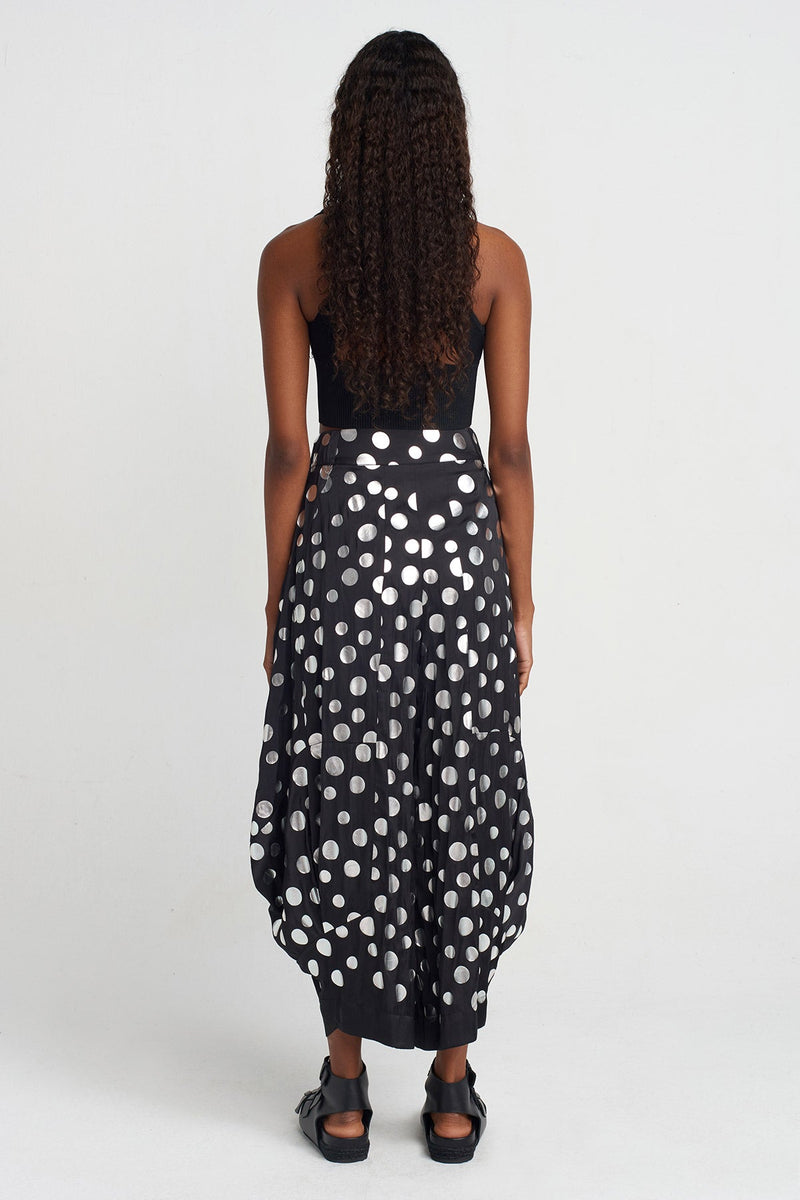 NU Printed Satin Pants Black - Silver