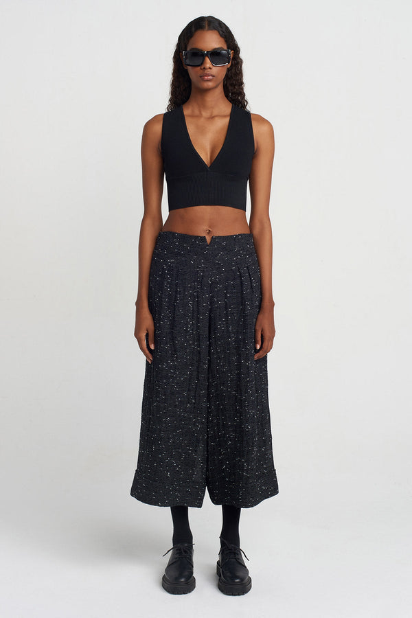 NU Textured Fabric Pants Black