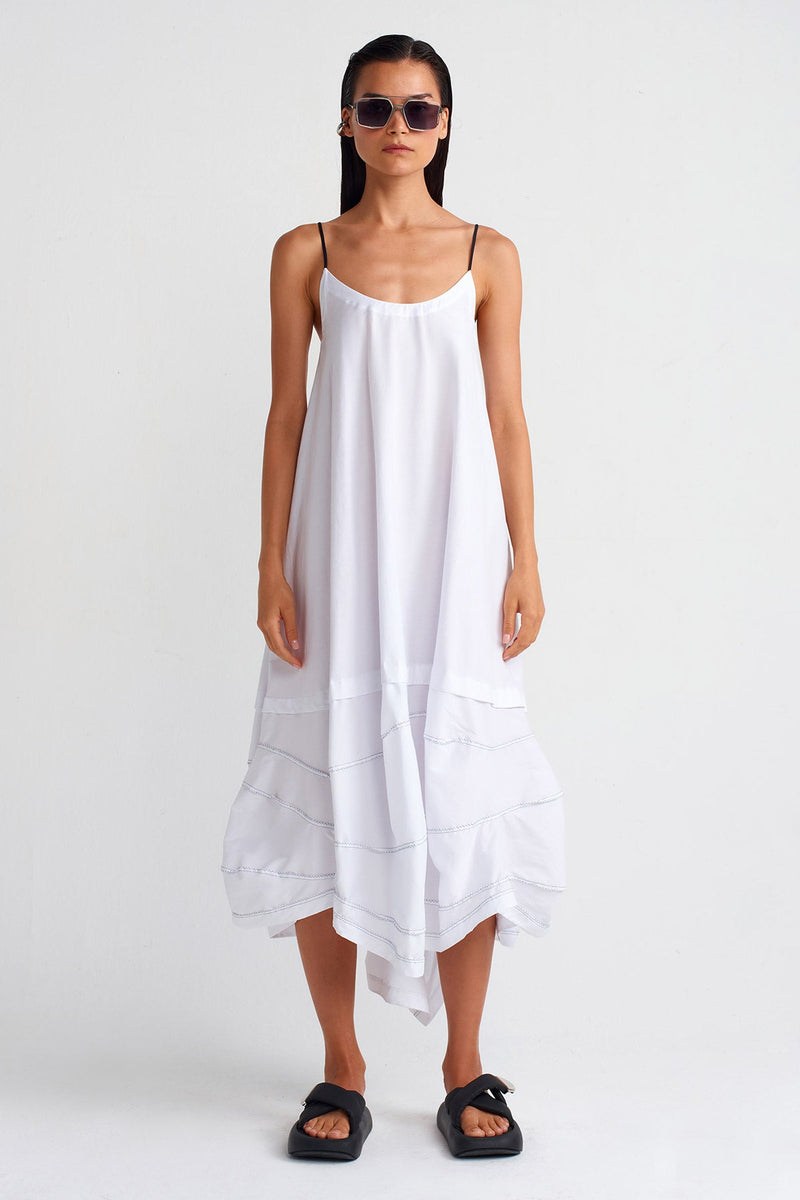 Nu Double-Fabric Strap Dress Off White