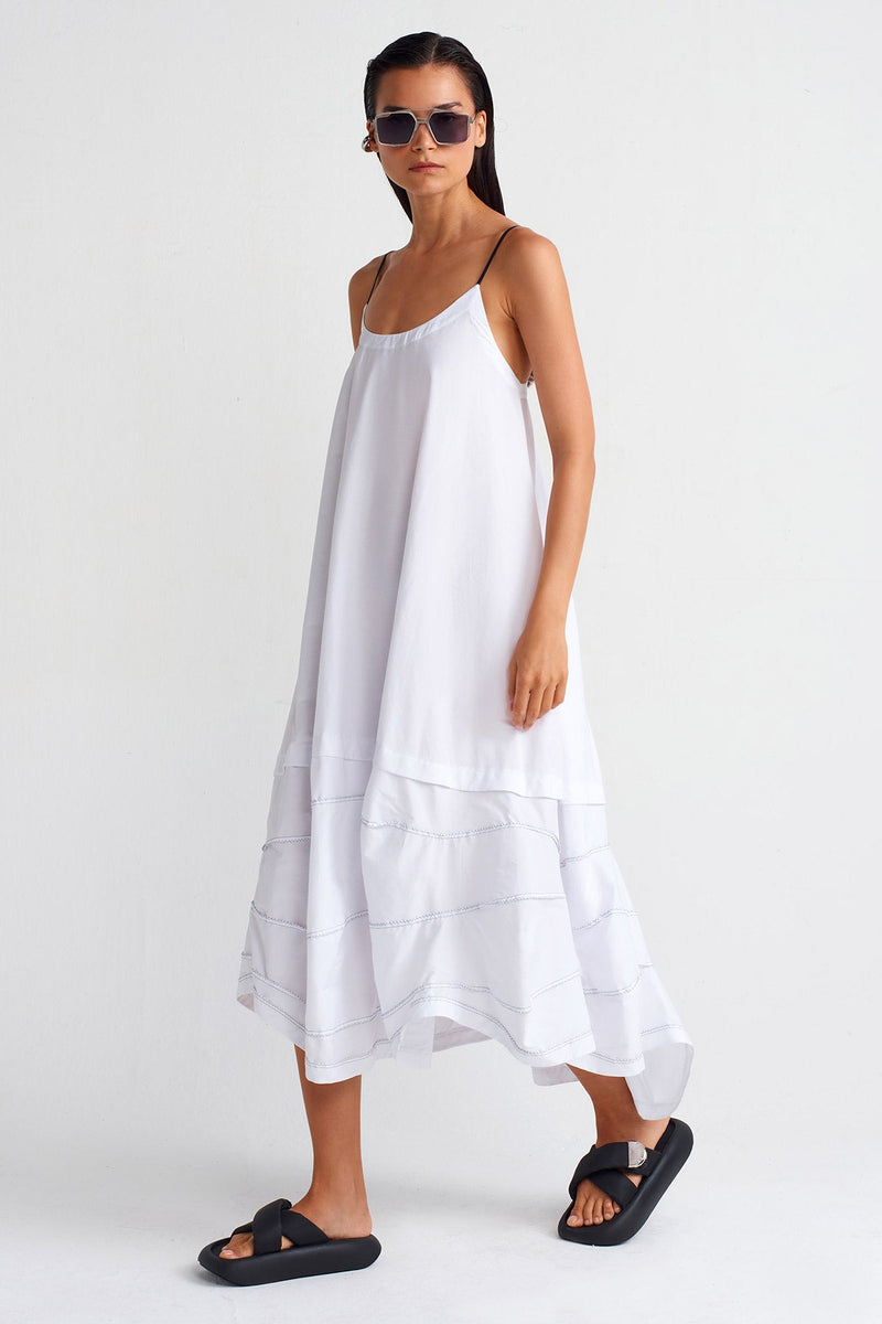 Nu Double-Fabric Strap Dress Off White