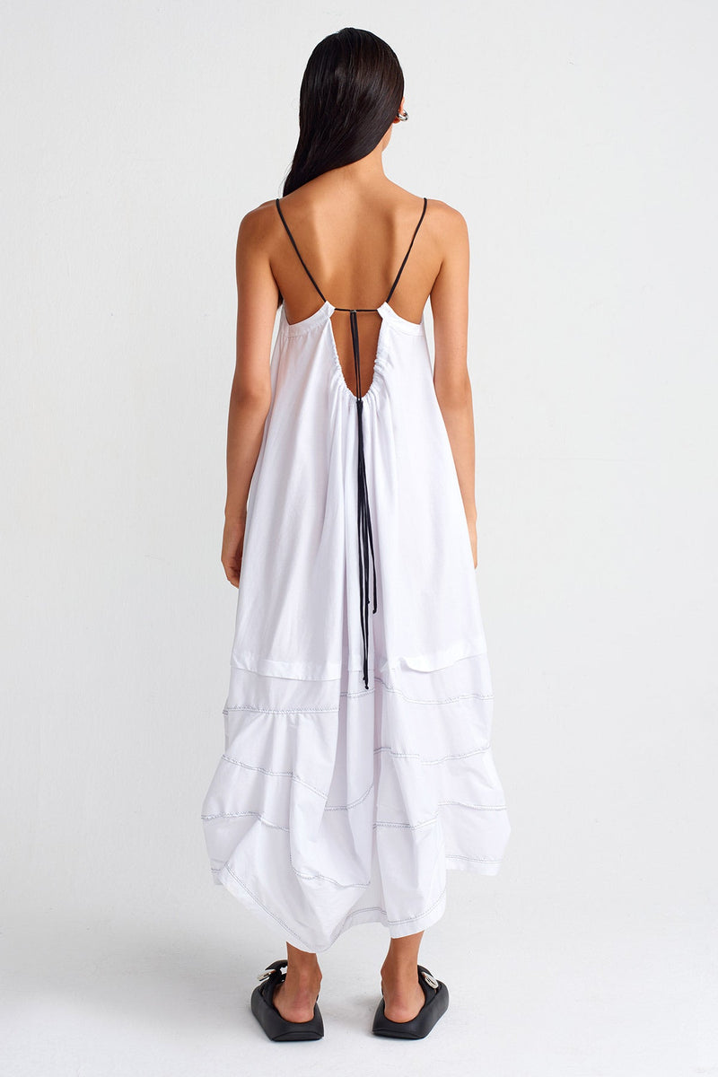 Nu Double-Fabric Strap Dress Off White